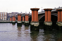 [ photo: Columns from the Old Blackfriars Railway Bridge over the Thames, December 2003, London, England, UK,  (img NC-0392-05) ]