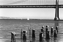 [ photo: SF Bay Bridge and Pilings, San Francisco, California, USA, circa 1995 (img BW-SF Bay Bridge and Pilings 2) ]