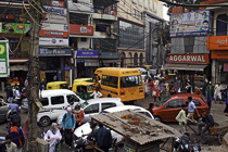 [ photo: Mehrauli Intersection Traffic Jam, New Delhi, NCT Delhi, India, February 2010 (img 186-006) ]