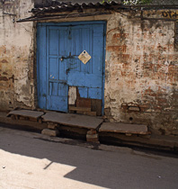 [ photo: Kashi Streets, Blue Door and Precariouly Balanced Stoop, Varanasi, Uttar Pradesh, India, February 2010 (img 197-072) ]