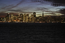 [ photo: 235-088 San Francisco Skyline Lights at Sunset, Treasure Island, San Francisco Bay, California, USA December 2011 (img 235-088) ]