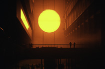 [ photo: Sun at Tate Modern: Weather Project art installation at the Tate, by Danish artist Olafur Eliasson, Dec 2003 (img NC-0392-10) ]