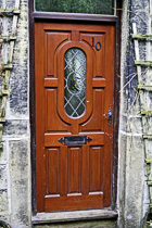 [ photo: Wood and Glass Door in Haworth, West Yorkshire, England, UK, Jan 2007 (img 120-042) ]