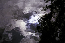 [ photo: Impressionistic Sun, Clouds, and Tree Reflections in Springhead Mill Pond, Springhead Trust, Fontmell Magna, Dorset, UK, June 2005 (img NC-5340-21) ]